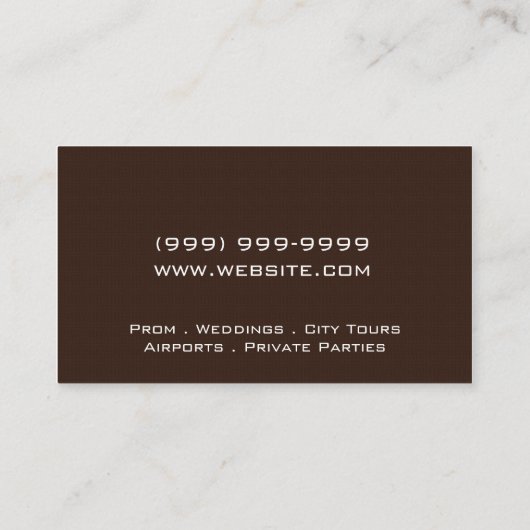 Limo Service Driver, Cab, Taxi Business Card 名刺 (裏面)