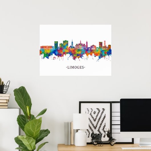 Limoges France Skyline ポスター (ホームオフィス)