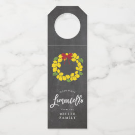 Limoncelloのボトルのラベル、レモンリース ボトルネックタグ