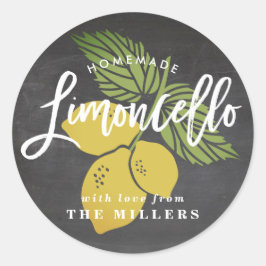 Limoncelloのラベル、黒板の背景 ラウンドシール