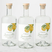 Limoncello Bottle Label, Lovely Lemon Watercolor リキュールボトルラベル (ボトル)