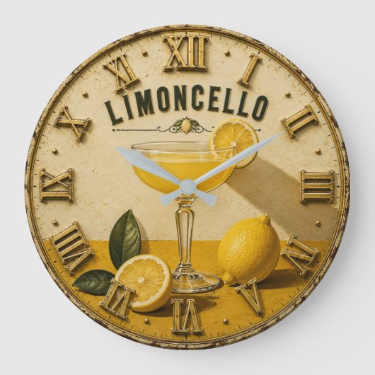 Limoncello Italian Lemon Cocktail Bar ラージ壁時計 (正面)