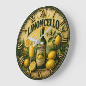 Limoncello Italian Lemon Kitchen Mediterranean Bar ラージ壁時計 (傾斜)