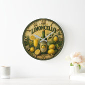 Limoncello Italian Lemon Kitchen Mediterranean Bar ラージ壁時計 (ホーム)
