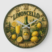 Limoncello Italian Lemon Kitchen Mediterranean Bar ラージ壁時計 (正面)