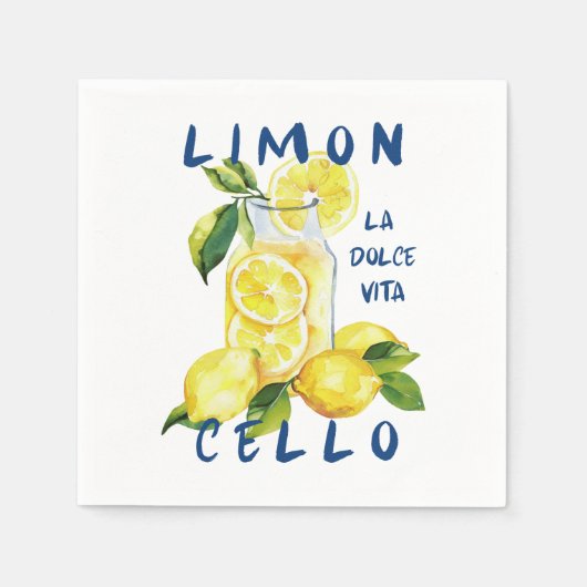 Limoncello Italy –La Dolce Vita Lemon Summer Party スタンダードカクテルナプキン (正面)