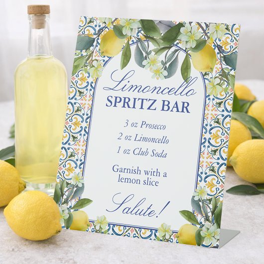 Limoncello Spritz Bar Italian lemon bridal shower 台座サイン