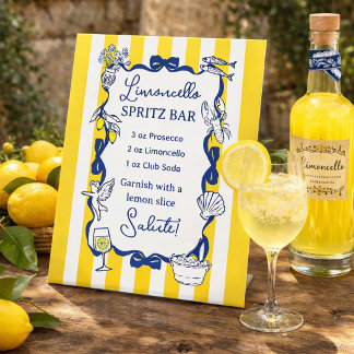 Limoncello Spritz Bar Yellow Stripe La Dolce Vita 台座サイン
