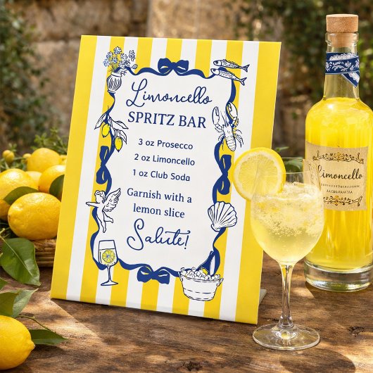 Limoncello Spritz Bar Yellow Stripe La Dolce Vita  台座サイン