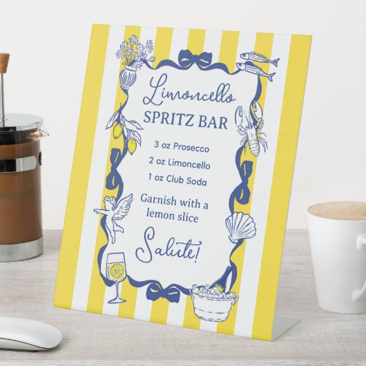 Limoncello Spritz Bar Yellow Stripe La Dolce Vita 台座サイン (インサイチュ)