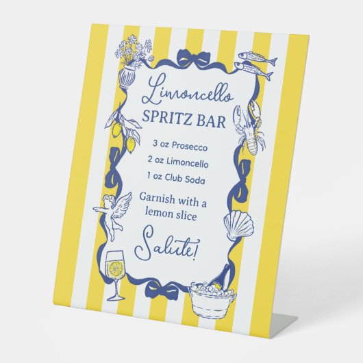 Limoncello Spritz Bar Yellow Stripe La Dolce Vita  台座サイン (正面)