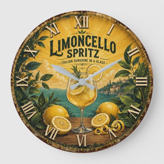 Limoncello Spritz Italian ラージ壁時計 (正面)