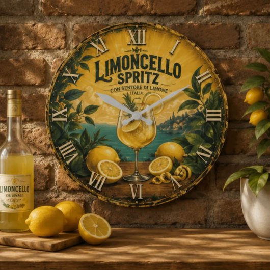 Limoncello Spritz Italian ラージ壁時計