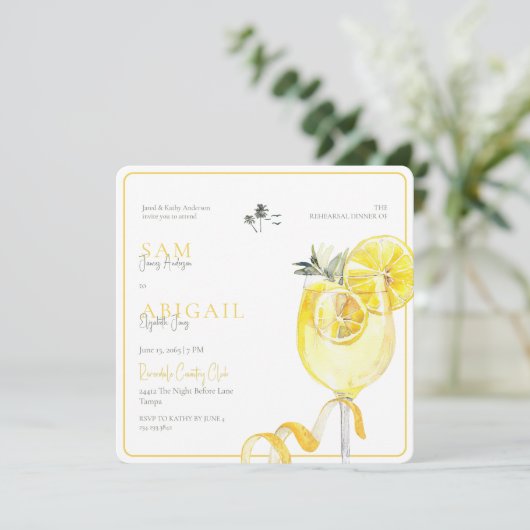 Limoncello Tropical Rehearsal Dinner Square 招待状 (スタンド正面)