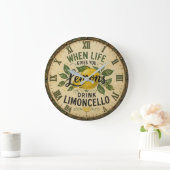 Limoncello Vintage Italian Lemon Kitchen ラージ壁時計 (ホーム)