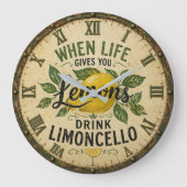 Limoncello Vintage Italian Lemon Kitchen ラージ壁時計 (正面)