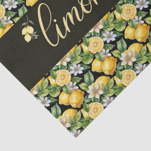 limoncello, watercolor lemons with flowers pattern 薄葉紙 (詳細)