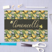 limoncello, watercolor lemons with flowers pattern 薄葉紙 (クラフト)