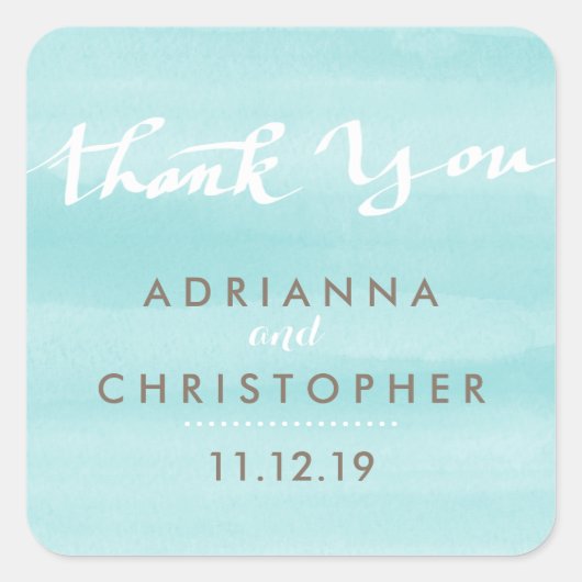 Limpet Shell Water Color 結婚's Thank You Script スクエアシール (正面)