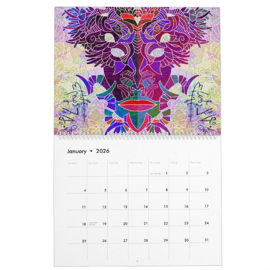 Lin Tarczynski's Maskyrinth Calendar for 2026 カレンダー (1月 2026)