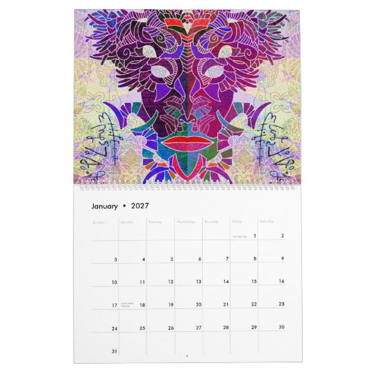 Lin Tarczynski's Maskyrinth Calendar for 2026 カレンダー (1月 2027)