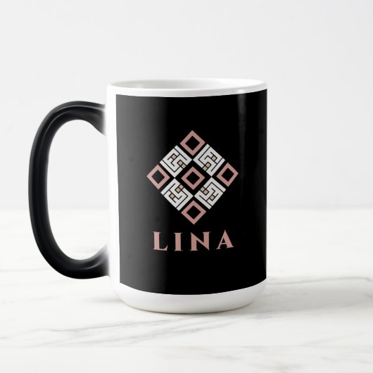 LINA 名前 マグカップ | モダン・クーフィック幾何学模様デザイン (左)