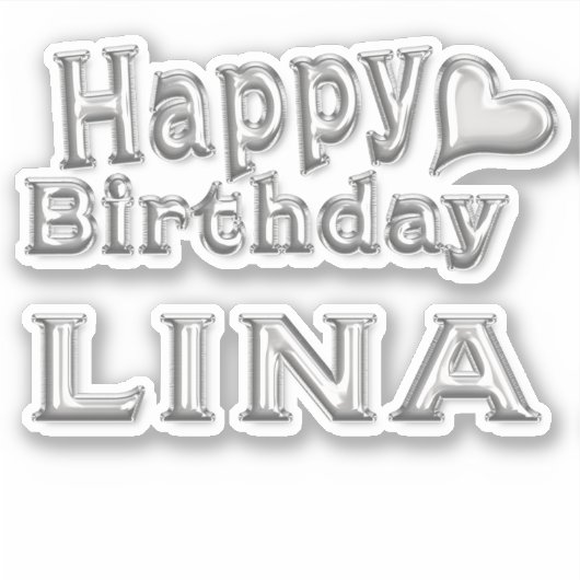 Lina Happy Birthday silver Aufkleber Sticker シール (正面)