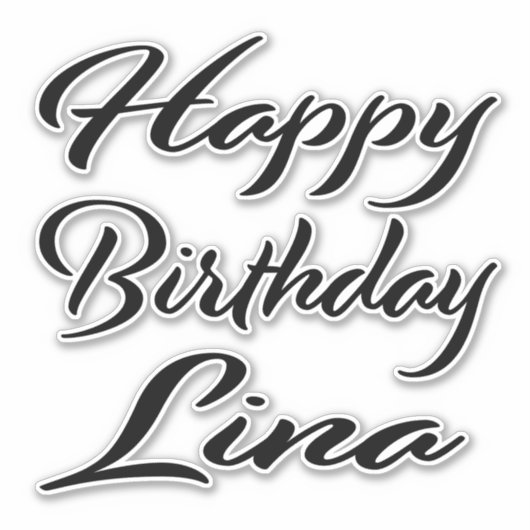 Lina Name Vorname black Sticker Geburtstag シール (正面)