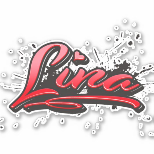 Lina red Heart Graffiti Aufkleber Sticker シール (正面)