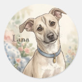 LinaPawStudioのかわいいペットラバーデザイン ラウンドシール (正面)