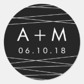 Lination Black & White 結婚's Monogram Stickers ラウンドシール (正面)