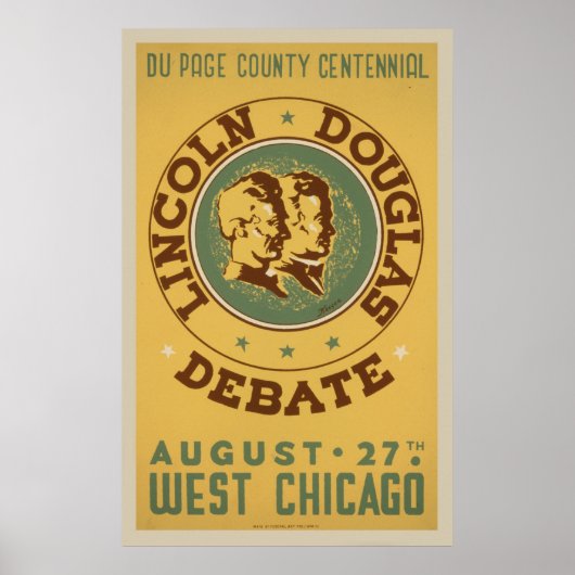 Lincoln Douglas Debate Vintage WPA Poster ポスター (正面)