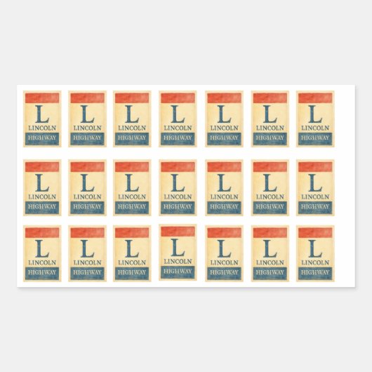 Lincoln Highway Watercolor Sticker 長方形シール (正面)
