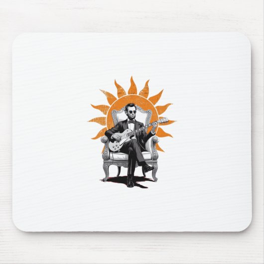 Lincoln Unplugged – Funny Abraham Lincoln Guitar マウスパッド (正面)