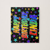 「LINDA」名、おもしろい「ハッピーバースデー」 ジグソーパズル (縦)