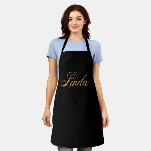 Linda gold Design Lettering Schürze エプロン (着用した状態)