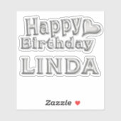 Linda Happy Birthday silver Aufkleber Sticker シール (シート)