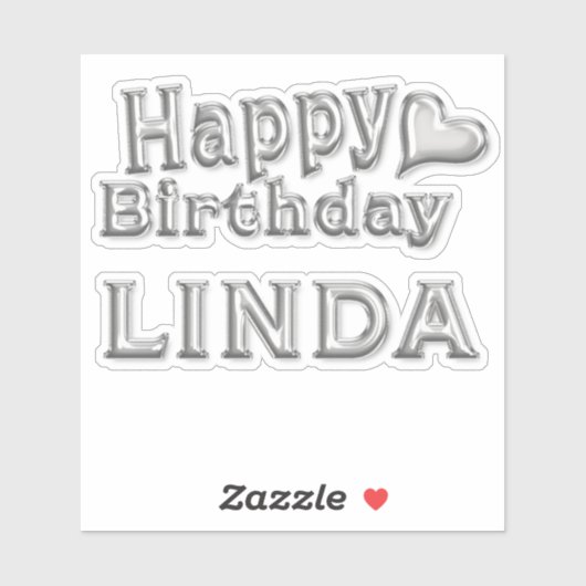 Linda Happy Birthday silver Aufkleber Sticker シール (シート)