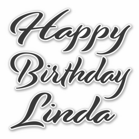 Linda Name Vorname black Sticker Geburtstag シール (正面)