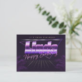 Linda Name Vorname lila Postkarte Geburtstag ポストカード (スタンド正面)