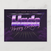 Linda Name Vorname lila Postkarte Geburtstag ポストカード (正面)