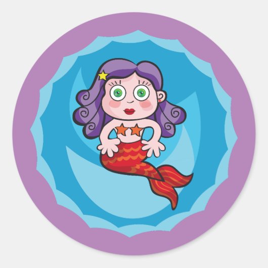 Linda sirenita. Sirena, Mermaid. ラウンドシール (正面)