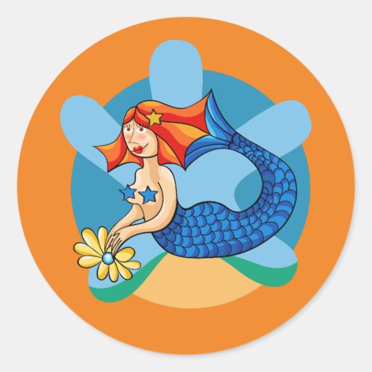 Linda sirenita. Sirena, Mermaid. ラウンドシール (正面)