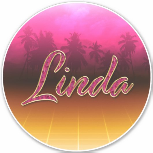 Linda Vorname Name golden pink Aufkleber Sticker シール (正面)