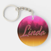 Linda Vorname Name golden pink Schlüsselanhänger キーホルダー (正面)