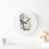 Lindas corujas brancas na neve (snowy owls) ラージ壁時計 (ホーム)