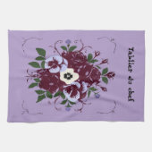 Linde de Cuisine Bouquet de Violettes Personnalisé キッチンタオル (横)