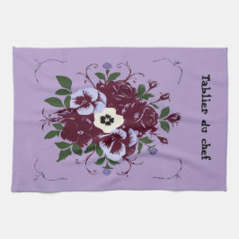 Linde de Cuisine Bouquet de Violettes Personnalisé キッチンタオル
