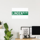 Linden Boulevard Sign ポスター (ホームオフィス)