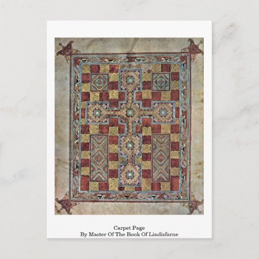 Lindisfarneの本のマスターによるカーペットページ ポストカード (正面)